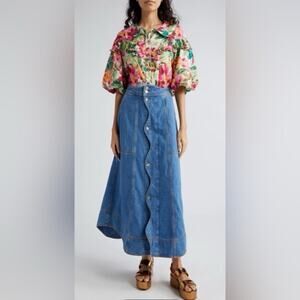 NWT - FARM Rio Blue Denim Skirt